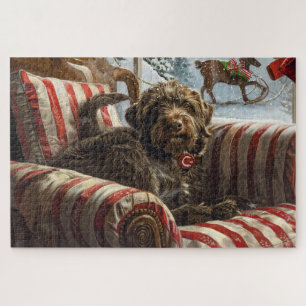 Puzzle Pointeur à poils durs Griffon Chien Festif de Noël