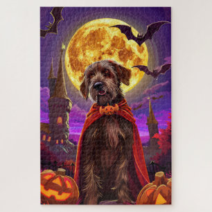Puzzle Pointeur à poils durs Griffon Vampire Citrouilles 