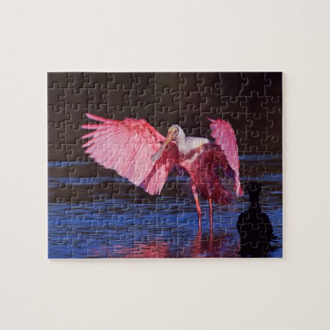 Puzzle Pois de rose (Ajaia ajaja) avec Cormorant (Horizontal)