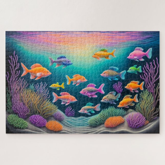 Puzzle Poisson de calcaire coloré (Horizontal)