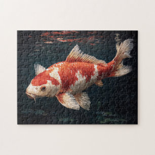 Puzzle Poisson rouge et blanc vif Koi
