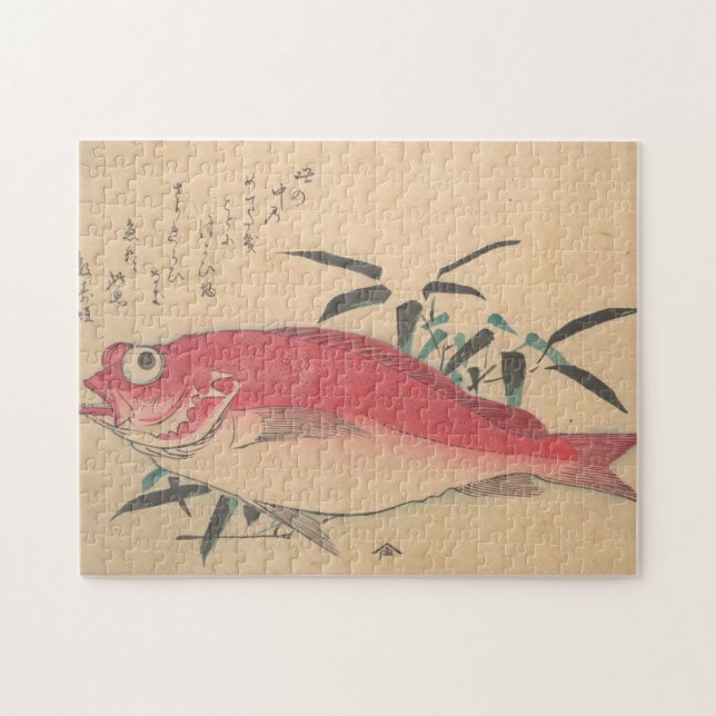 Puzzle Poisson rouge Vintage japonais (Horizontal)