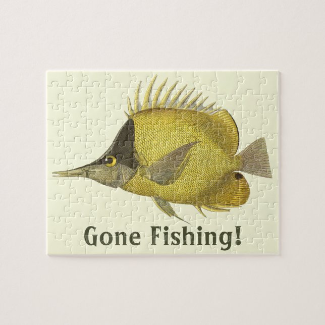 Puzzle Poisson vintage, Chelmon Tropical Jaune Longirostr (Horizontal)