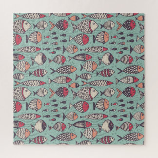 Puzzle Poissons amusants : motif sans couture dessiné à l