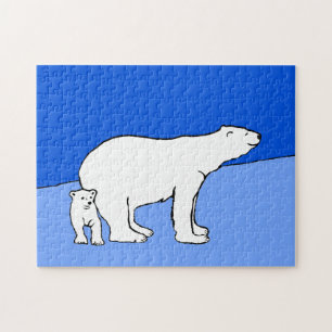 Puzzle Polar Bear Mom and Cub Peinture - Wildlife Art