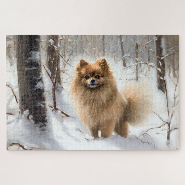 Puzzle Poméranie Laissez Tomber la Neige Noël (Horizontal)