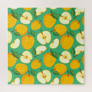 Puzzle Pomme jaune : Motif d'aquarelle juteux.