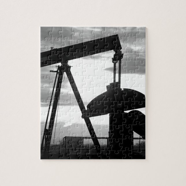 Puzzle Pompe Jack de puits de pétrole noir et blanc (Vertical)