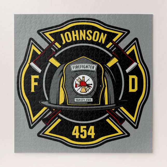 Puzzle Pompier AJOUTER NOM Équipe de secours du service d (Vertical)
