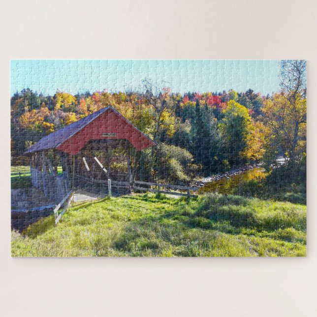 Puzzle Pont couvert au hasard en automne, Vermont (Horizontal)