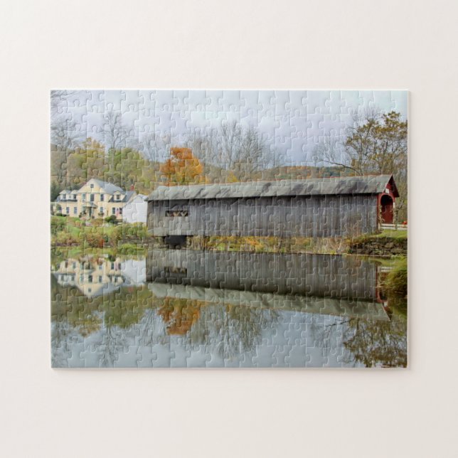 Puzzle Pont couvert de la rivière Green - Vermont (Horizontal)