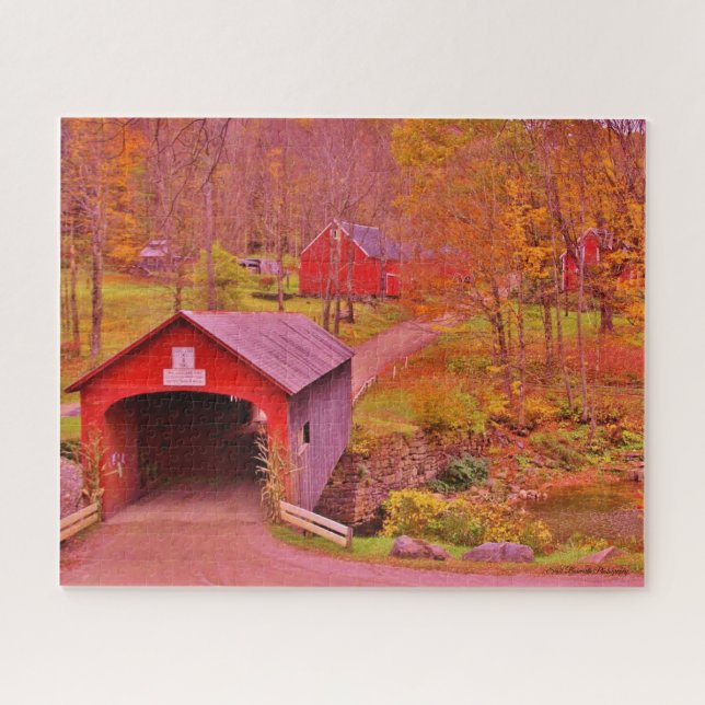 Puzzle Pont couvert de la rivière Green - Vermont (Horizontal)