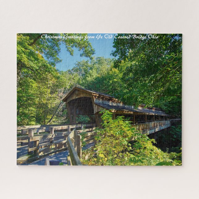 Puzzle Pont couvert Ohio.Noël salutations (Horizontal)