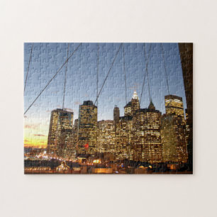 Puzzle Pont de Brooklyn au crépuscule avec la skyline de