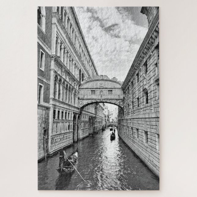 Puzzle Pont de Venise noir et blanc avec gondolier (Vertical)