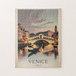 Puzzle Pont Rialto Venise Italie Vintage Crépuscule Rusti