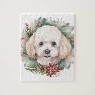 Puzzle Poodle Noël Wreath Festive Pup