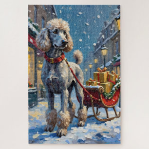 Puzzle Poodle Standard Français Traîneau de Noël