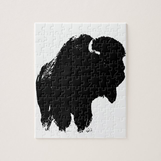 Puzzle Pop Art Buffalo Bison Silhouette (Vertical)