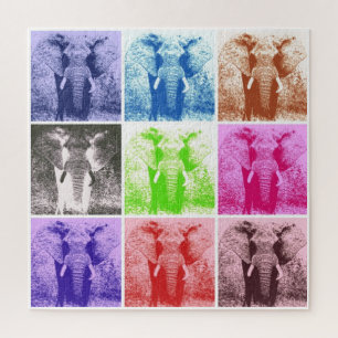 Puzzle Pop Art Elephant Retro Illustration