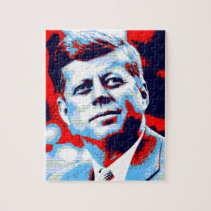 Puzzle Pop Art JFK John F. Kennedy Red Blue