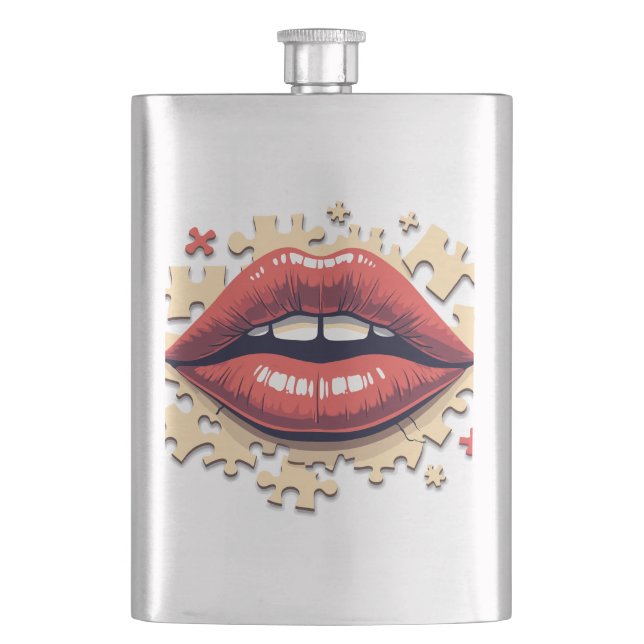 Puzzle-Pop-Lippen Flachmann (Vorderseite)