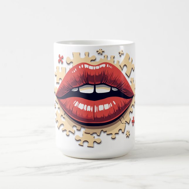 Puzzle-Pop-Lippen Kaffeetasse (Mittel)