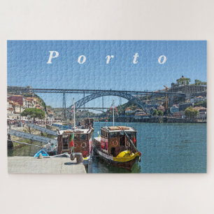 Puzzle Porto. Douro River and Dom Luis I Bridge.