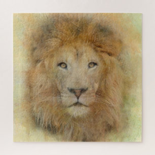 Puzzle Portrait à l'aquarelle d'un lion de la faune afric