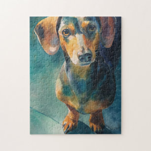 Puzzle Portrait aquarelle de teckel