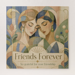 Puzzle Portrait Art Déco de deux femmes Amies pour toujou