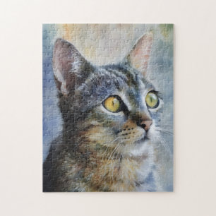 Puzzle portrait artistique de chaton mignon