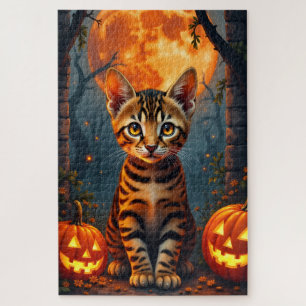 Puzzle Portrait artistique d'Halloween d'un chat Bengal d