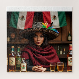 Puzzle Portrait Cantina mexicain — Femme à Charro Sombrer