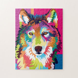 Puzzle Portrait couleur Pop Art Wolf
