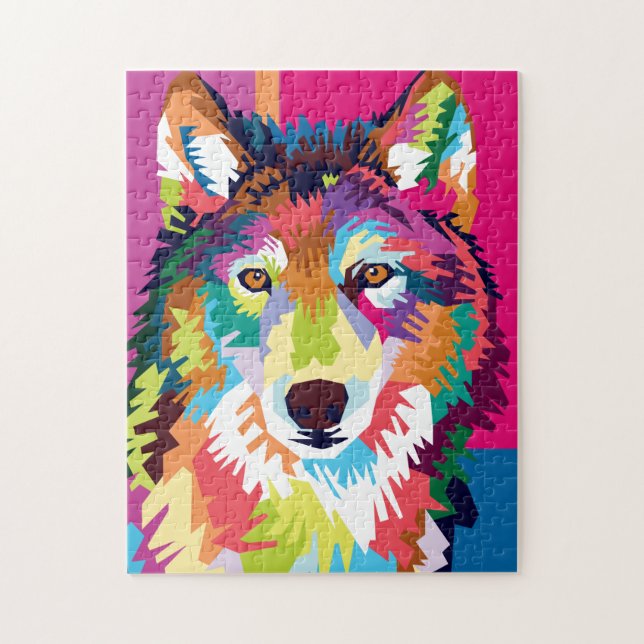 Puzzle Portrait couleur Pop Art Wolf (Vertical)