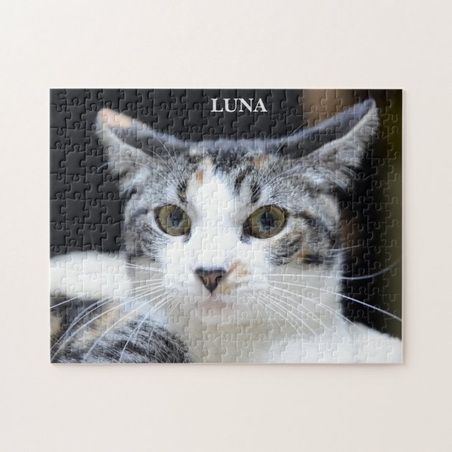 Puzzle Portrait de chat Calico vert mignon (Horizontal)