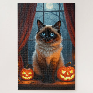 Puzzle Portrait de chat Ragdoll gothique Halloween Art