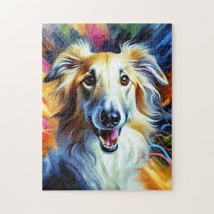 Puzzle Portrait de chien Borzoï Impression d'art en acryl