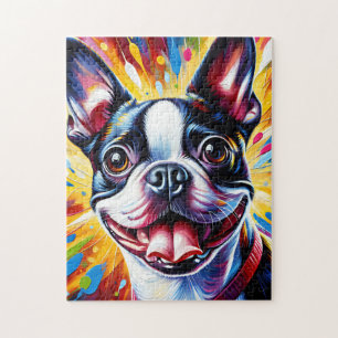 Puzzle Portrait de chien Boston Terrier Impression d'art 