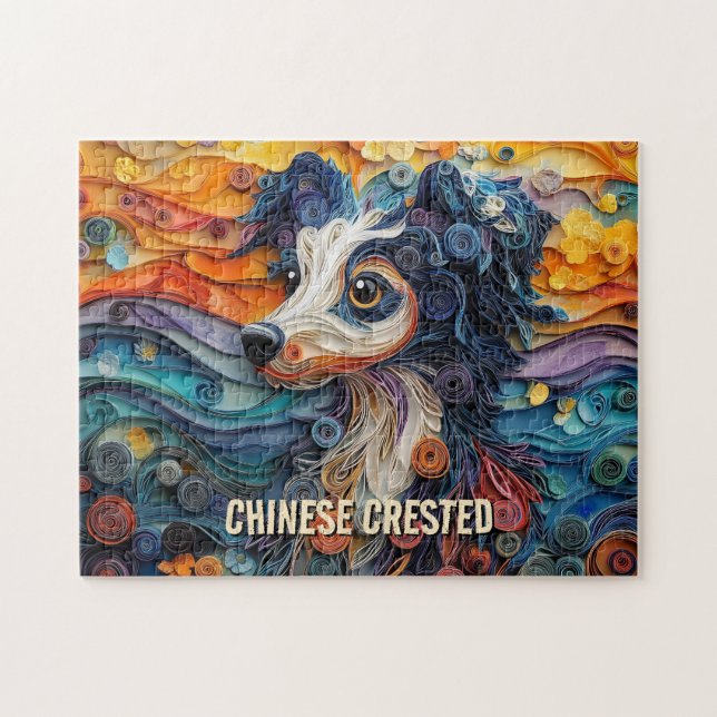 Puzzle Portrait de Chien d'Art Décoré Chinois (Horizontal)