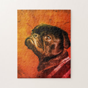 Puzzle Portrait de chien de Carlin noir