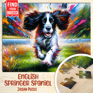 Puzzle Portrait de chien English Springer Spaniel en art 