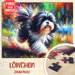 Puzzle Portrait de chien Lowchen Impression d'art acryliq