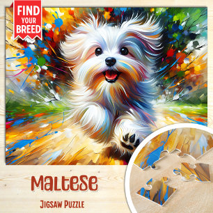 Puzzle Portrait de chien maltais Impression d'art acryliq