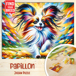 Puzzle Portrait de chien Papillon Impression d'art en acr