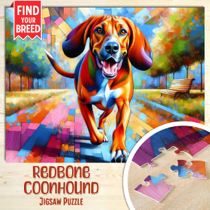 Puzzle Portrait de chien Redbone Coonhound Impression d'a