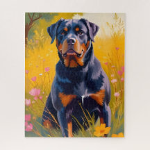 Portrait de chien Rottweiler aquarelle
