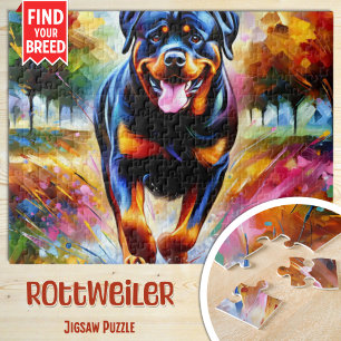 Puzzle Portrait de chien Rottweiler Impression d'art en a