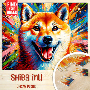 Puzzle Portrait de chien Shiba Inu Impression d'art en ac